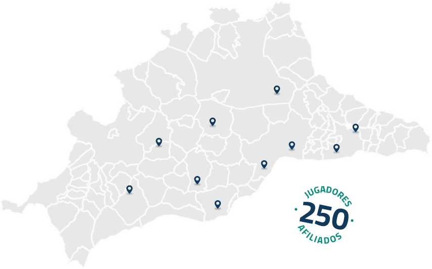 Mapa de la provincia de Málaga donde se ven múltiples ubicaciones de campos de golf